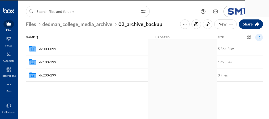 Archive backup folders organized by assignment-number range