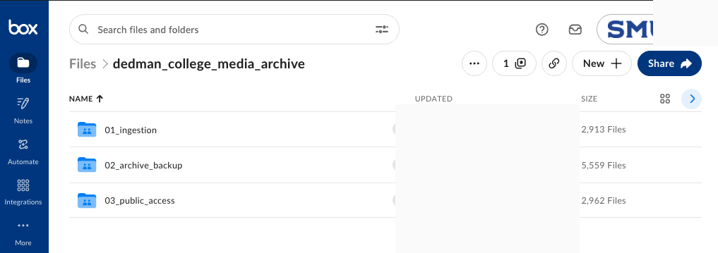 Archive root with separate ingestion, archive backup, and public access folders