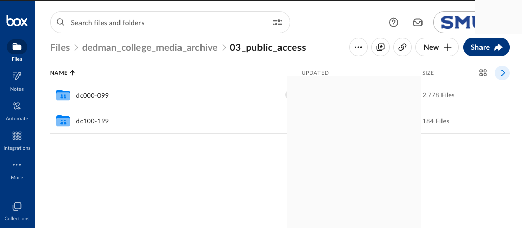 Public access folders organized by assignment-number range