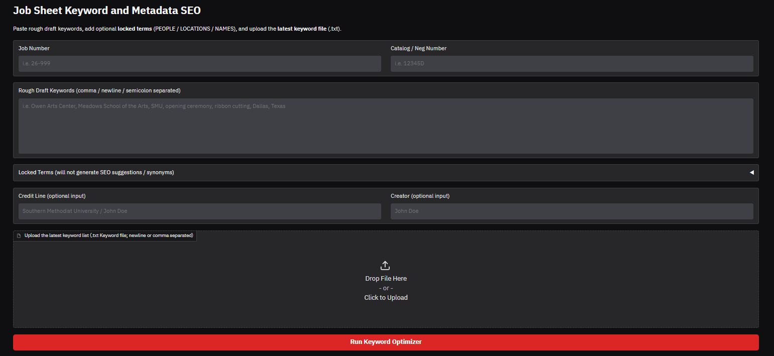 Gradio interface for structured metadata and keyword optimization